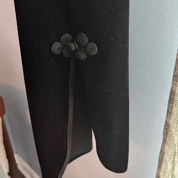 Vintage Black Velvet Floral Embroidered Women's Slip Dress - Picture 4 of 5